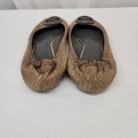Tory Burch Size 6 Brown Snakeskin Reva Ballet Flats - Picture 4 of 9